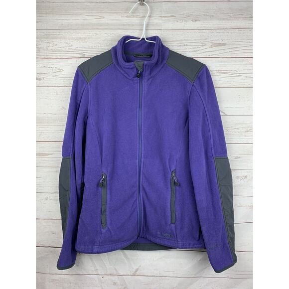 LL‎ Bean Coat Womens XS Polartec Full Zip Purple/Gray Fleece Jacket Hiking - Picture 1 of 7
